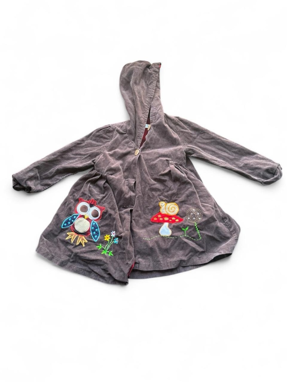 ✨Maria Elena Brown corduroy jacket with owl and mushroom Design. Size: 7 years✨